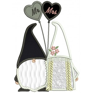 Mr And Mrs Gnome Bride And Groom Applique Machine Embroidery Design Digitized Pattern