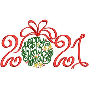Ornate 2021 Happy New Year Filled Machine Embroidery Design Digitized Pattern