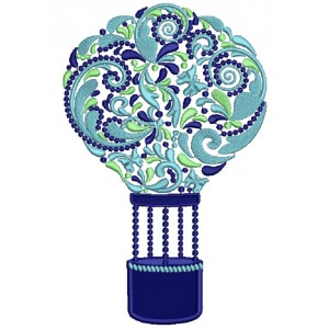 Ornate Hot Air Balloon Applique Machine Embroidery Design Digitized Pattern