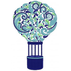 Ornate Hot Air Balloon Filled Machine Embroidery Design Digitized Pattern