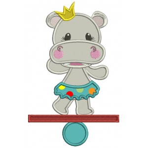Princess Hippo Circus Applique Machine Embroidery Design Digitized Pattern