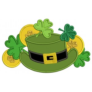 Shamrock Hat With Golden Coins St.Patrick's Day Applique Machine Embroidery Design Digitized Pattern 