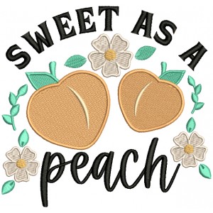 Sweet As a Peach Flowers Filled Machine Embroidery Design Digitized Pattern