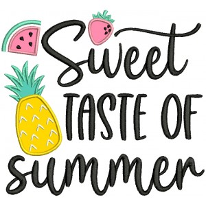 Sweet Taste Of Summer Pineapple Applique Machine Embroidery Design Digitized Pattern