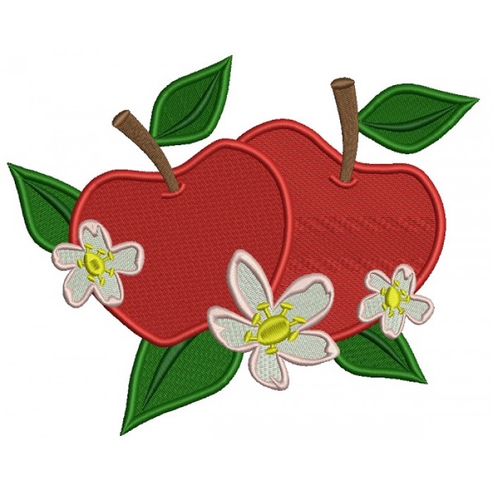 Two apples Filled Machine Embroidery Design Digitized Pattern