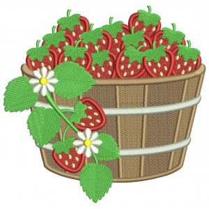 Basket With Strawberries And Daisies Filled Machine Embroidery Design Digitized Pattern
