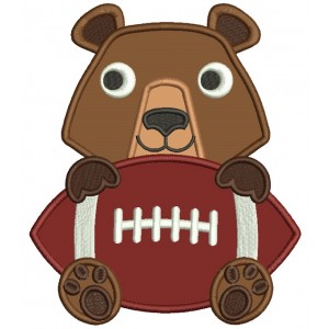 Bear With a Football Applique Machine Embroidery Design Digitized Pattern