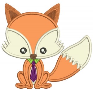 Cute Little Fow Wearing a Tie Applique Machine Embroidery Design Digitized Pattern
