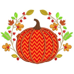 Decorative Pumpkin Fall Applique Machine Embroidery Design Digitized Pattern
