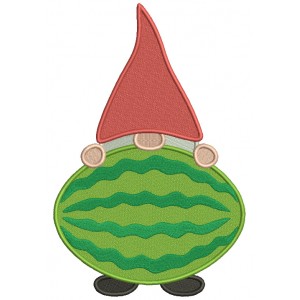 Gnome Holding a Huge Watermelon Filled Machine Embroidery Design Digitized Pattern