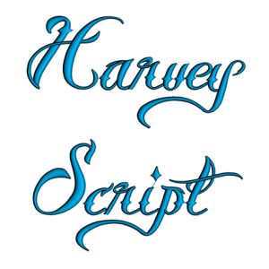 Harvey Script Machine Embroidery Font Upper and Lower Case 1 2 3 inches 