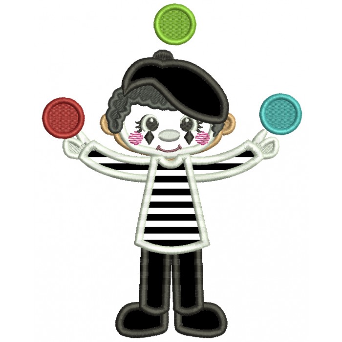 Juggling Circus Boy Applique Machine Embroidery Design Digitized Pattern