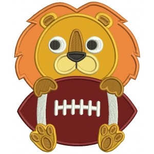 Lion With a Football Sports Applique Machine Embroidery Design Digitized Pattern