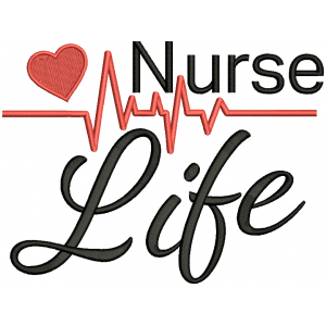 Nurse Life Lifeline Filled Machine Embroidery Design Digitized Pattern