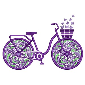 Ornate Flower Bicycle Filled Machine Embroidery Design Digitized Pattern