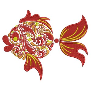 Ornate Goldfish Filled Machine Embroidery Design Digitized Pattern