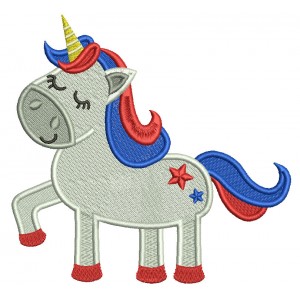 Patriotic Unicorn 4th Of July Filled Machine Embroidery Design Digitized Pattern