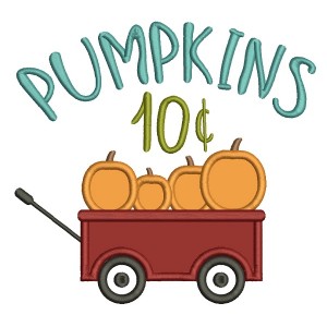 Pumpkins Ten Cents Fall Thanksgiving Applique Machine Embroidery Design Digitized Pattern