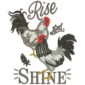 Rise And Shine Two Roosters Filled Machine Embroidery Design Digitized Pattern