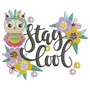 Stay Cool Owl With Flowers Filled Machine Embroidery Design Digitized Pattern