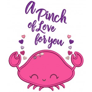 A Pinch Of Love For You Crab Valentine's Day Applique Machine Embroidery Design Digitized Pattern