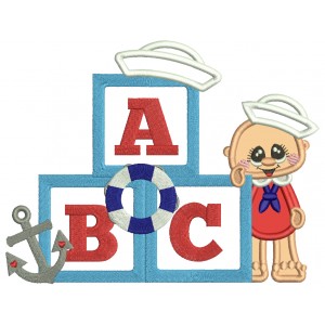 ABC Little Boy Sailor Nautical Applique Machine Embroidery Design Digitized Pattern