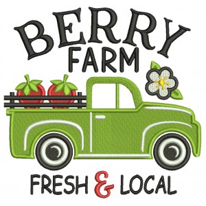 Berry Farm Fresh And Local Truck With Strawberries Filled Machine Embroidery Design Digitized Pattern