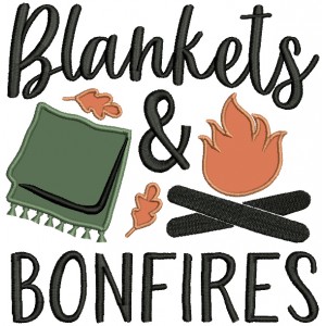 Blankets And Bonfire Camping Applique Machine Embroidery Design Digitized Pattern