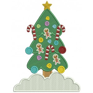 Christmas Tree With Candy Canes Filled Machine Embroidery Design Digitized Pattern