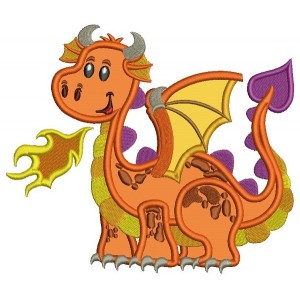 Cute Baby Dragon Applique Machine Embroidery Design Digitized Pattern