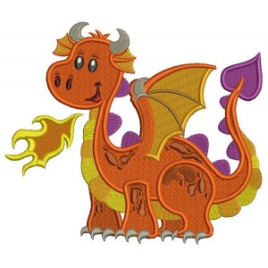 Cute Baby Dragon Filled Machine Embroidery Design Digitized Pattern