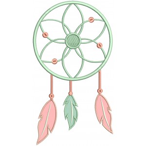 Dream Catcher With Three Feathers Applique Machine Embroidery Design Digitized Pattern