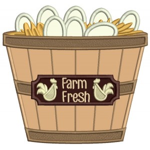 Farm Fresh Eggs In The Basket Fall Applique Machine Embroidery Design Digitized Pattern