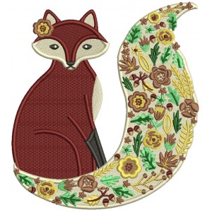Fox With Ornate Tail Filled Machine Embroidery Design Digitized Pattern