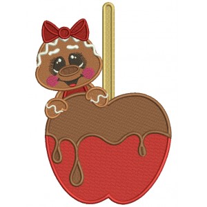 Gingerbread Girl Holding a Chocolate Covered Cherry Christmas Filled Machine Embroidery Design Digitized Pattern