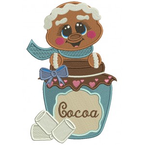 Gingerbread Man With Cocoa And Marshmallow Christmas Filled Machine Embroidery Design Digitized Pattern