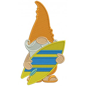Gnome Surfer Filled Machine Embroidery Digitized Design Pattern
