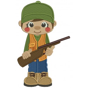 Hunter Wearing Big Boots Fall Filled Machine Embroidery Design Digitized Pattern