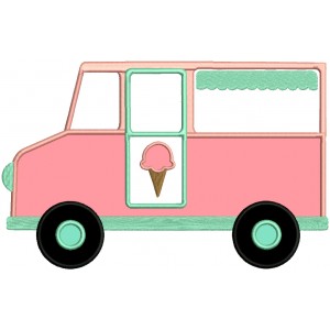 Ice Cream Truck Summer Applique Machine Embroidery Design Digitized Pattern
