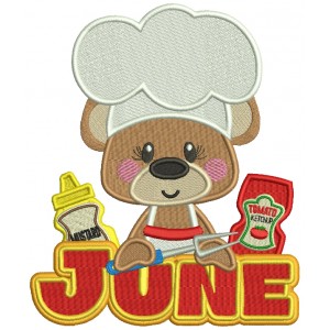 June Bear Cook Filled Machine Embroidery Design Digitized Pattern