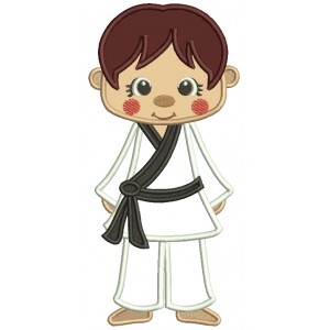 Karate Boy Black Belt Applique Machine Embroidery Design Digitized Pattern