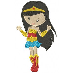 Looks Like a Wonder Woman Super Girl Filled Machine Embroidery Design Digitized Pattern
