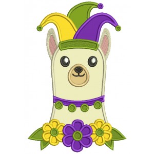 Mardi Gras Lama With Flowers Applique Machine Embroidery Design Digitized Pattern
