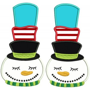 Snowman Slippers Christmas Applique Machine Embroidery Design Digitized Pattern