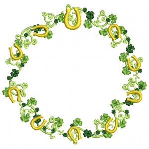 St.Patrick's Day Wreath With Horseshoes Filled Machine Embroidery Design Digitized Pattern