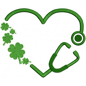 Stethoscope Nurse or a Doctor Shamrocks St. Patrick's Day Filled Machine Embroidery Design Digitized Pattern
