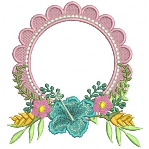 Wreath With Beautiful Flowers Filled Machine Embroidery Design Digitized Pattern