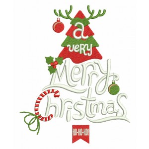 A Very Merry Christmas Ho Ho Ho Filled Machine Embroidery Design Digitized Pattern