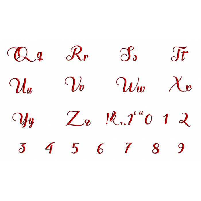 Altura Font Machine Embroidery Script Upper and Lower Case 1 2 3 inches