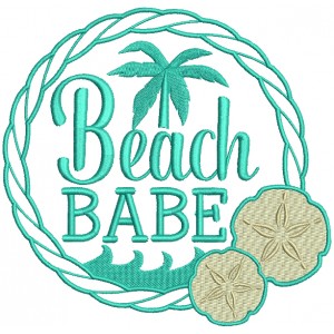 Beach Babe Waves And Palm Tree Summer Filled Machine Embroidery Design Digitized Pattern